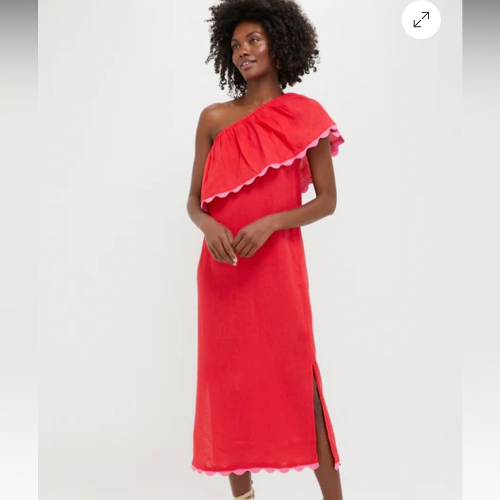 NWT TUCKERNUCK Hibiscus Red Linen Amalfi Dress
